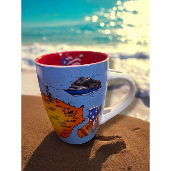 Puerto Rico Map Coffee Mug Souvenir Ceramic Cup San Juan Ponce Arecibo Aguadilla - Picture 2 of 9